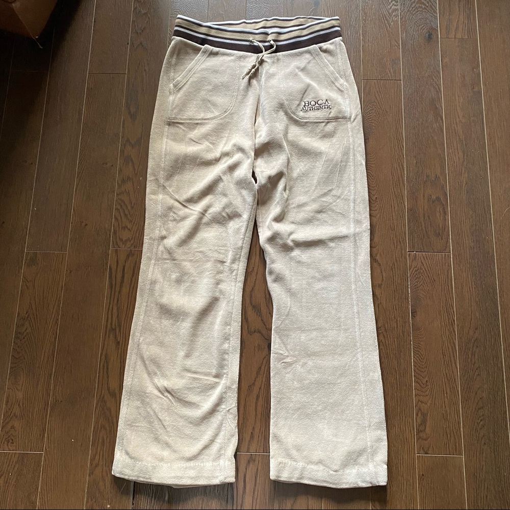 Vintage Boca Authentic Velour Lounge Pants Women’s Size Medium Light Tan